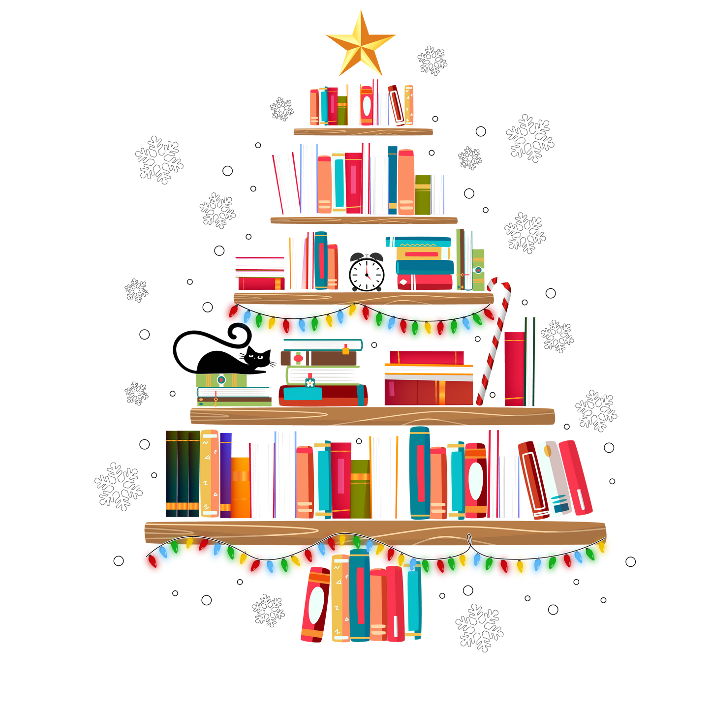 Books Christmas Tree DTF Transfer