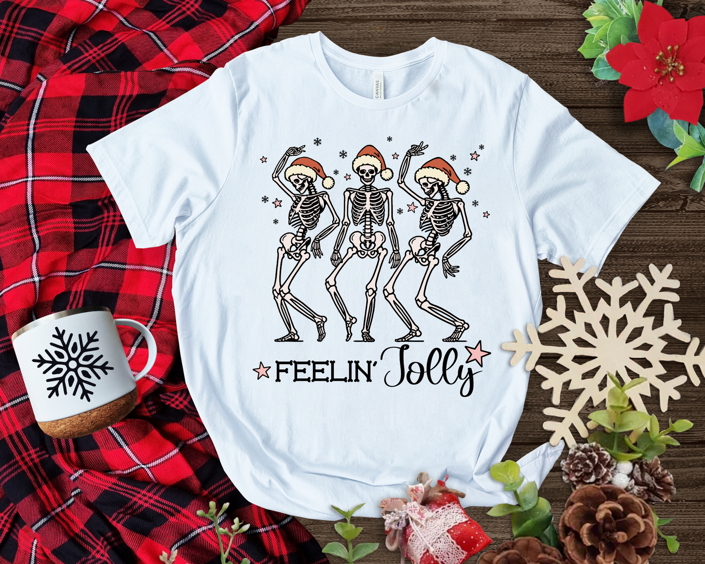 Feelin' Jolly Christmas Skeletons DTF Transfer