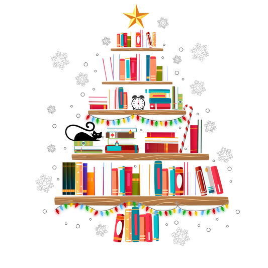 Books Christmas Tree DTF Transfer