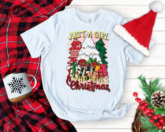 Girl Who Loves Christmas DTF Transer