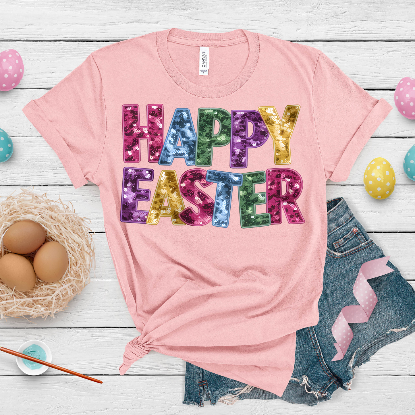 Happy Easter Sequin Detail Shirt