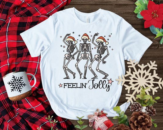 Feelin' Jolly Christmas Skeletons DTF Transfer